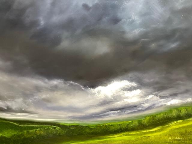 Pleinement présent, huile de René-Lyne Charlebois