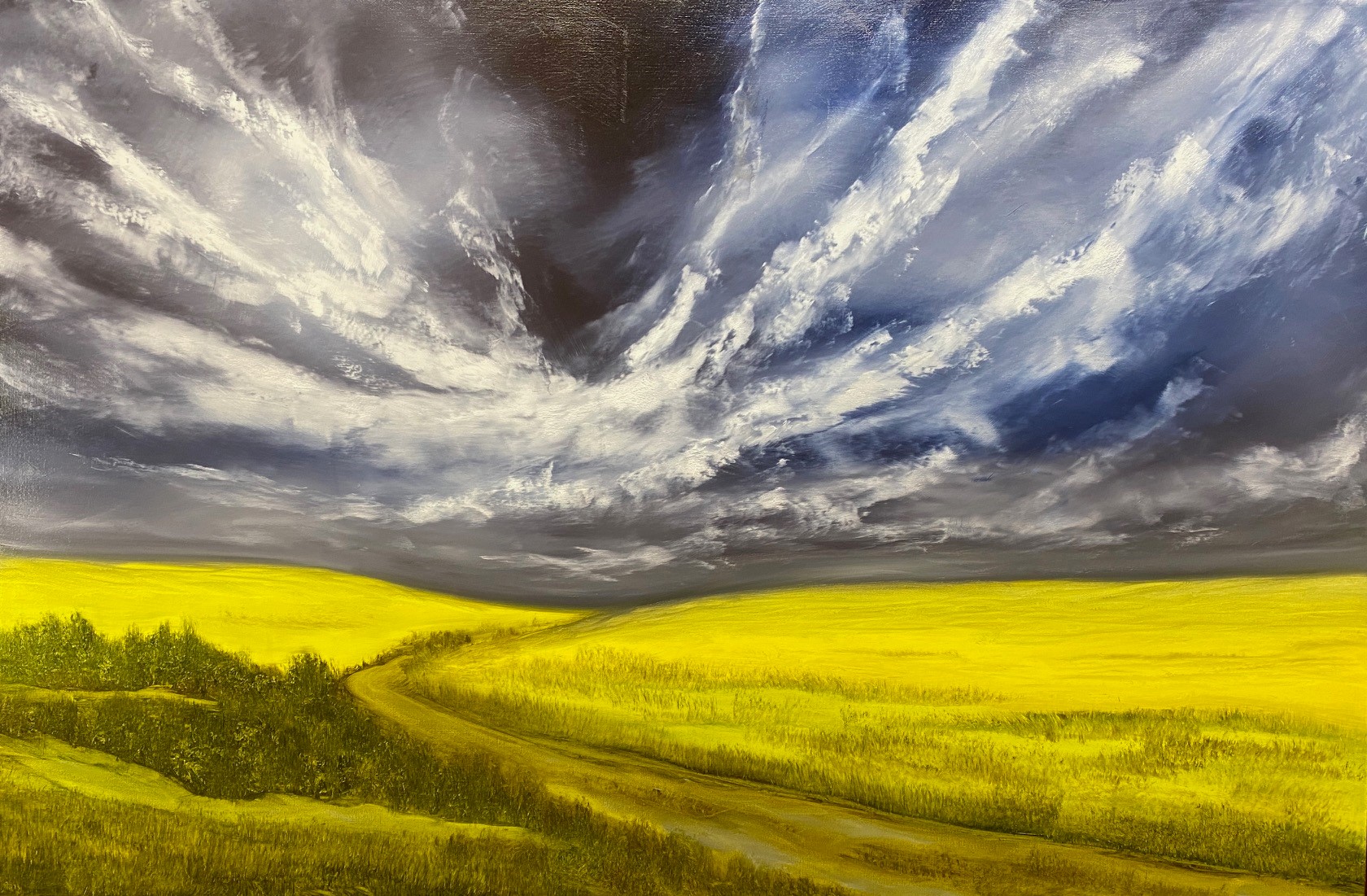 Où mène l'espoir, huile de René-Lyne Charlebois